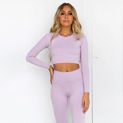 Long Sleeve Ribbed 2 Piece Yoga Set