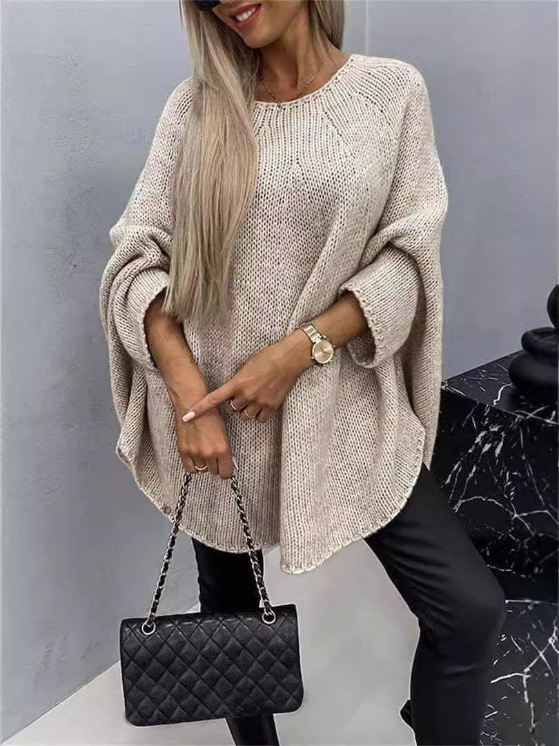 Oversized Knitted Shawl Sweater Top