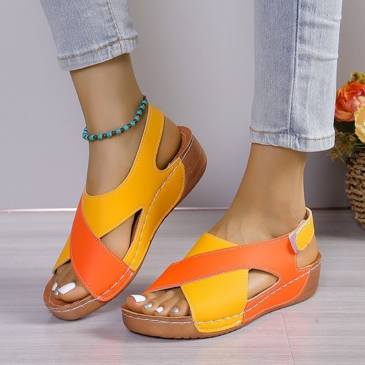 Cross-strap Design Casual Thick-soled Roman Wedges