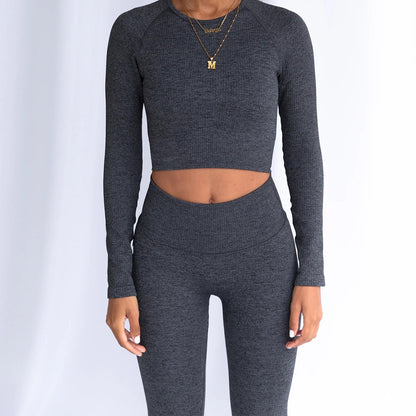 Long Sleeve Ribbed 2 Piece Yoga Set