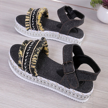 Fashion Tassel Denim Sandals