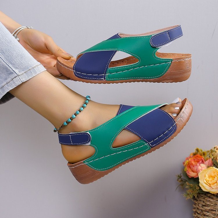 Cross-strap Design Casual Thick-soled Roman Wedges