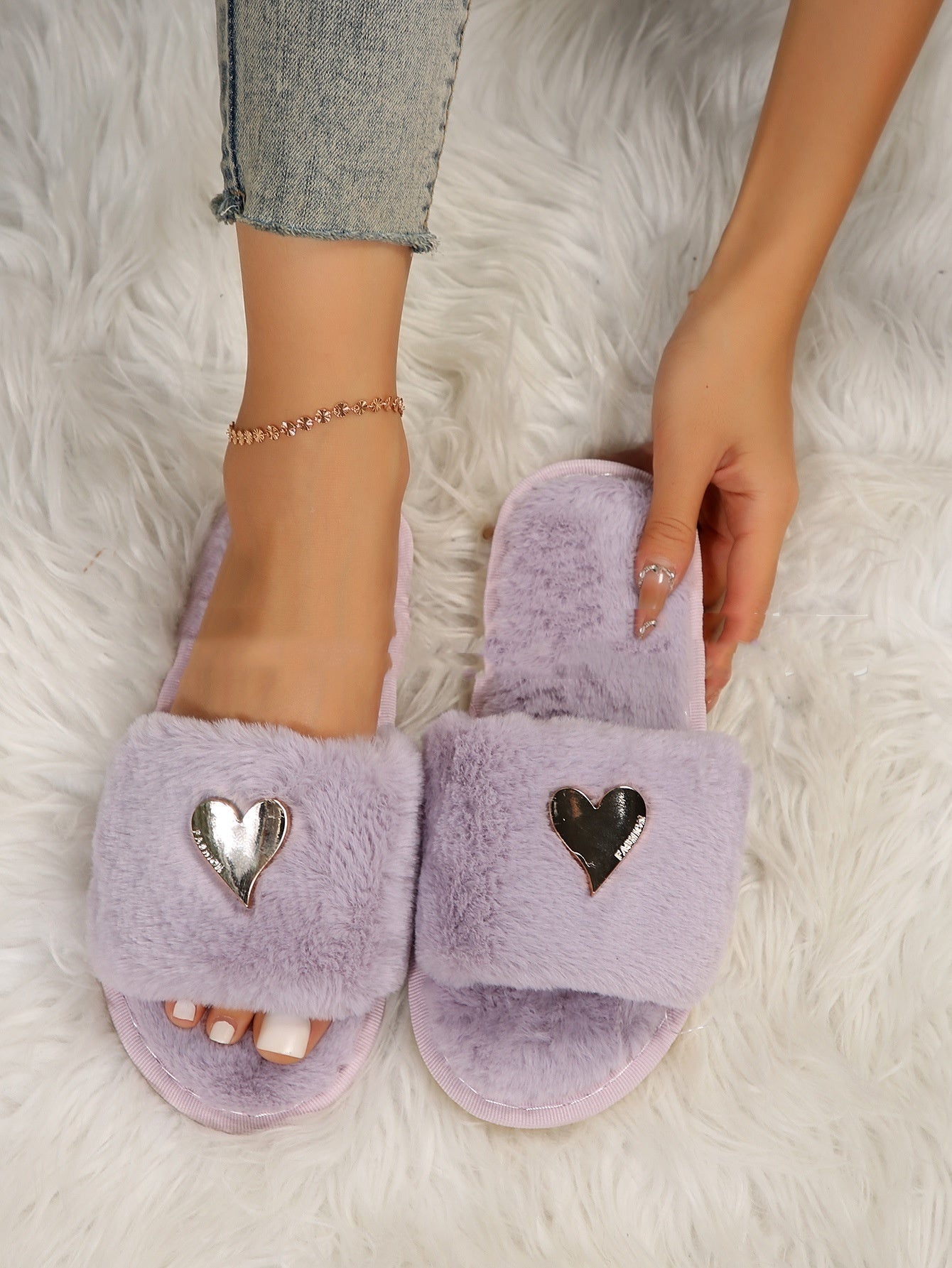 Fall Winter Warm Home Fur Furry Slippers