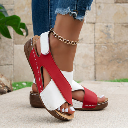 Cross-strap Design Casual Thick-soled Roman Wedges