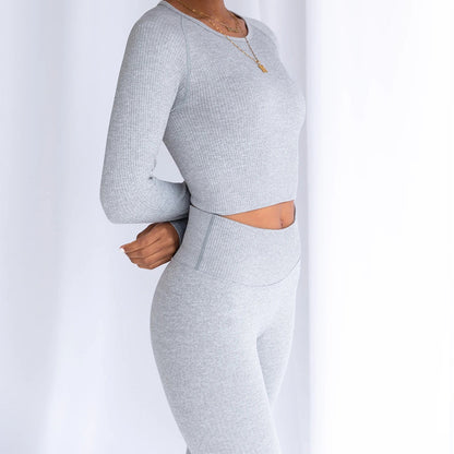 Long Sleeve Ribbed 2 Piece Yoga Set