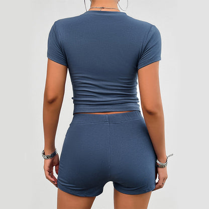 Solid Color Slim Sports Suit